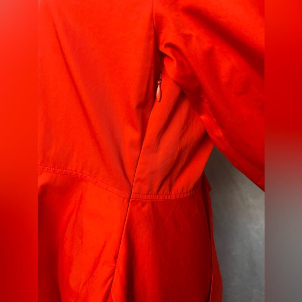 Red Midi Wrap Dress with Balloon Sleeves - Picture 10 of 10